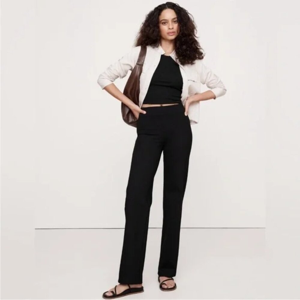 NWT Banana Republic Black High Rise Straight Everywhere Ponte Pants